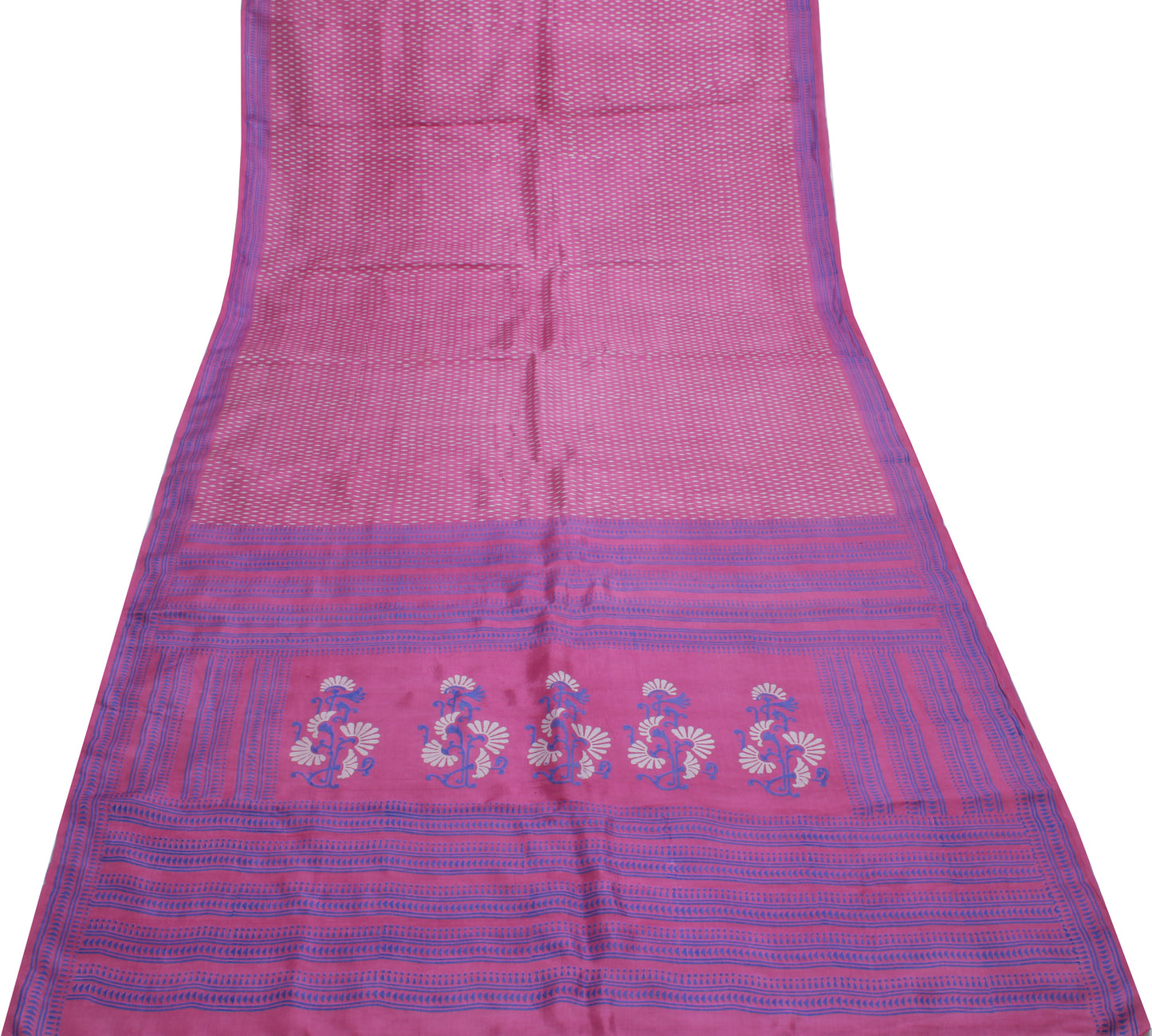 Sushila Vintage Purple Saree 100% Pure Silk Printed Soft Craft 5 Yard Fabric