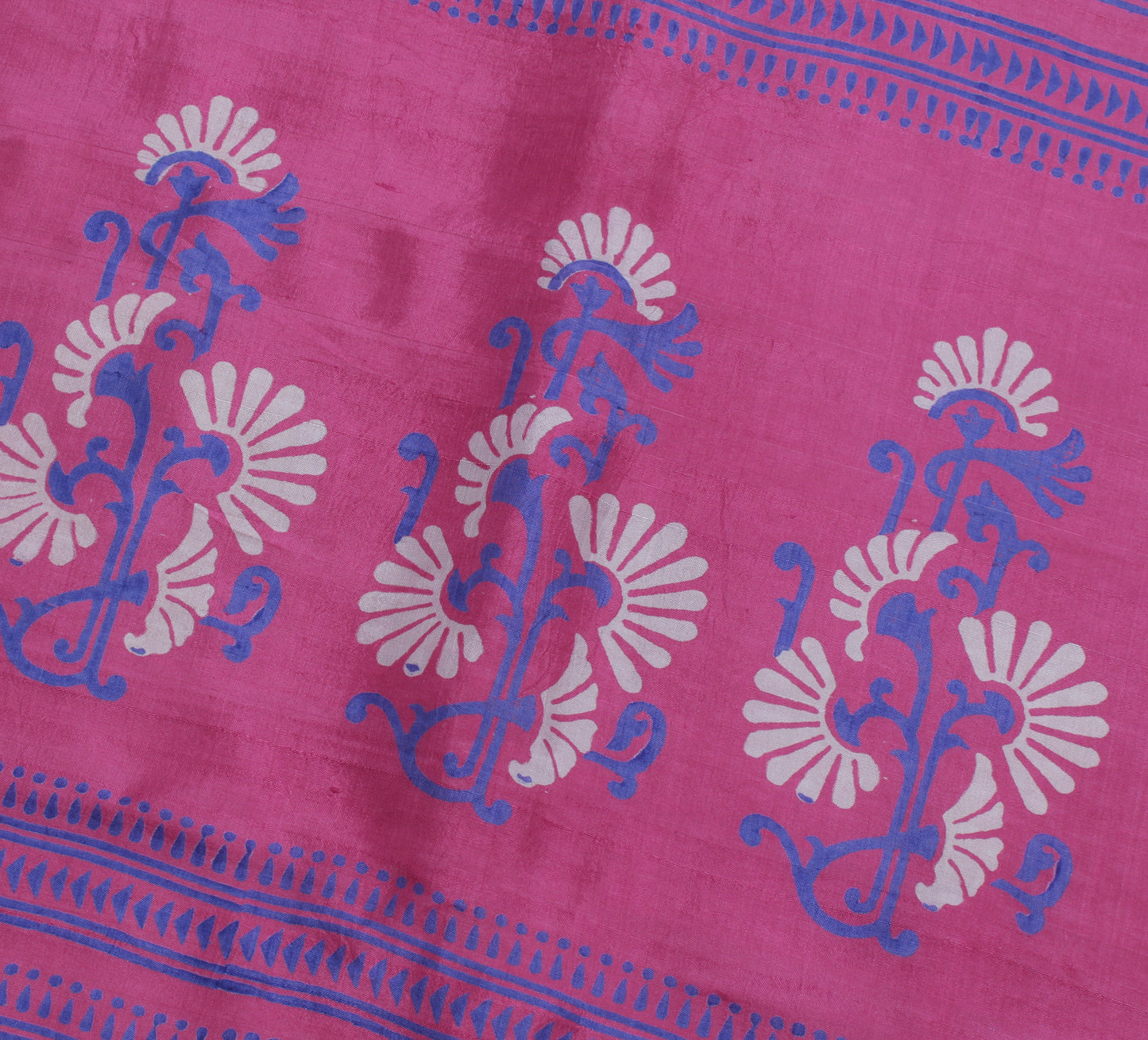 Sushila Vintage Purple Saree 100% Pure Silk Printed Soft Craft 5 Yard Fabric