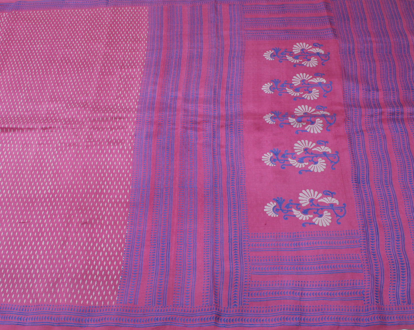 Sushila Vintage Purple Saree 100% Pure Silk Printed Soft Craft 5 Yard Fabric