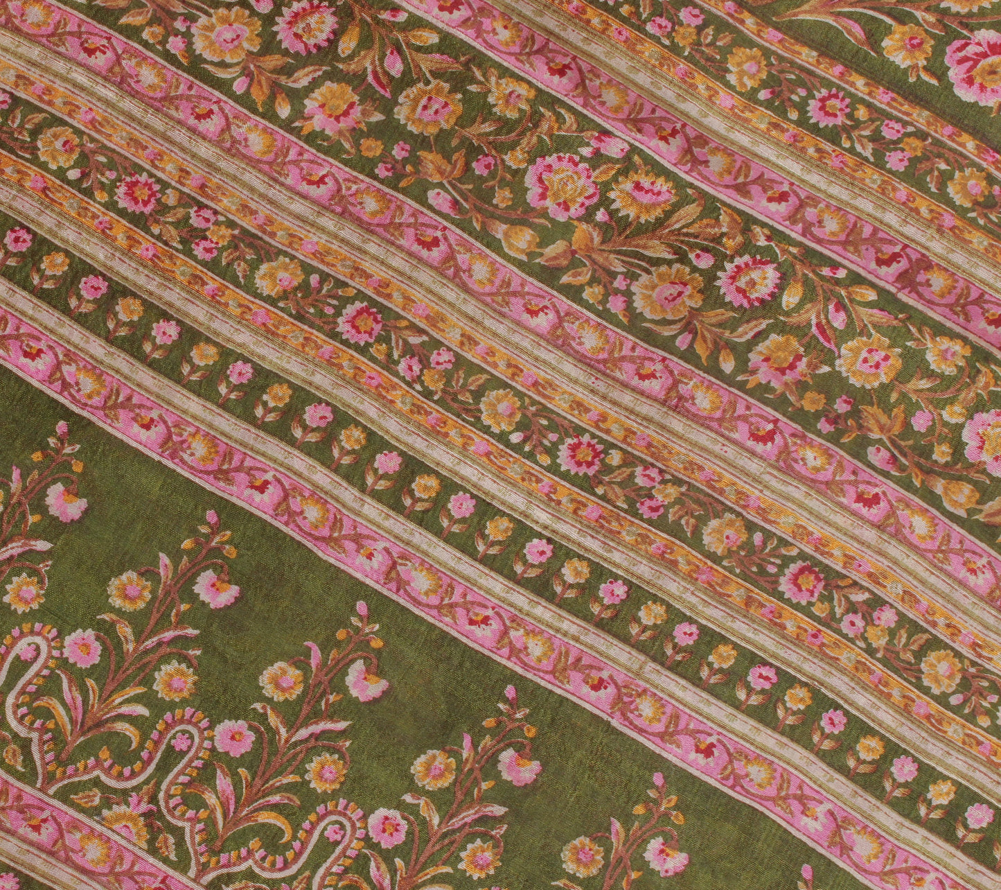Sushila Vintage Red Saree 100% Pure Silk Printed Floral Soft Craft 5 Yard Fabric