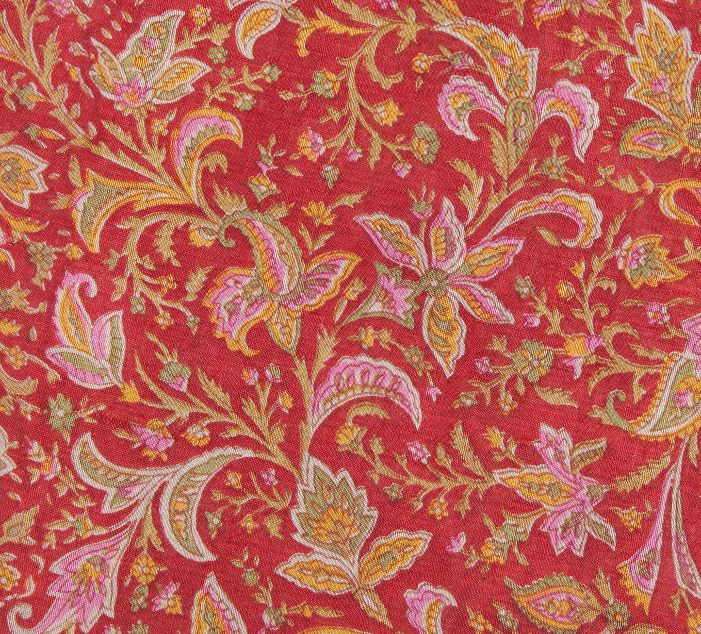 Sushila Vintage Red Saree 100% Pure Silk Printed Floral Soft Craft 5 Yard Fabric