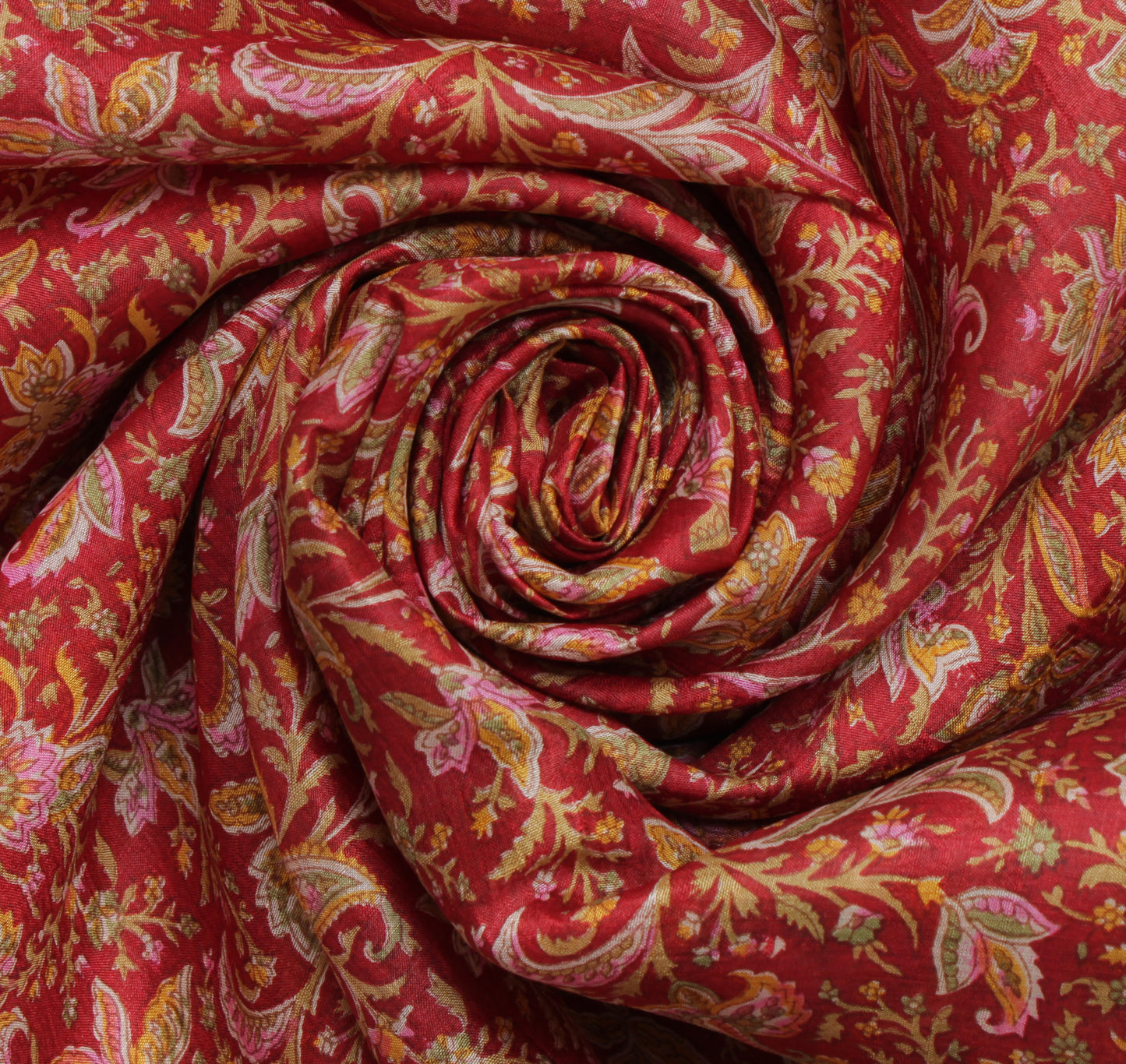 Sushila Vintage Red Saree 100% Pure Silk Printed Floral Soft Craft 5 Yard Fabric
