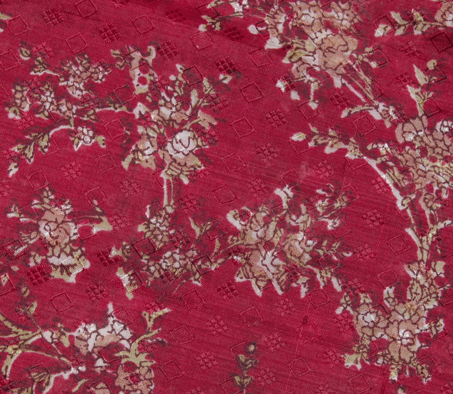 Sushila Vintage Maroon Saree 100% Pure Silk Printed Floral Soft Craft Fabric