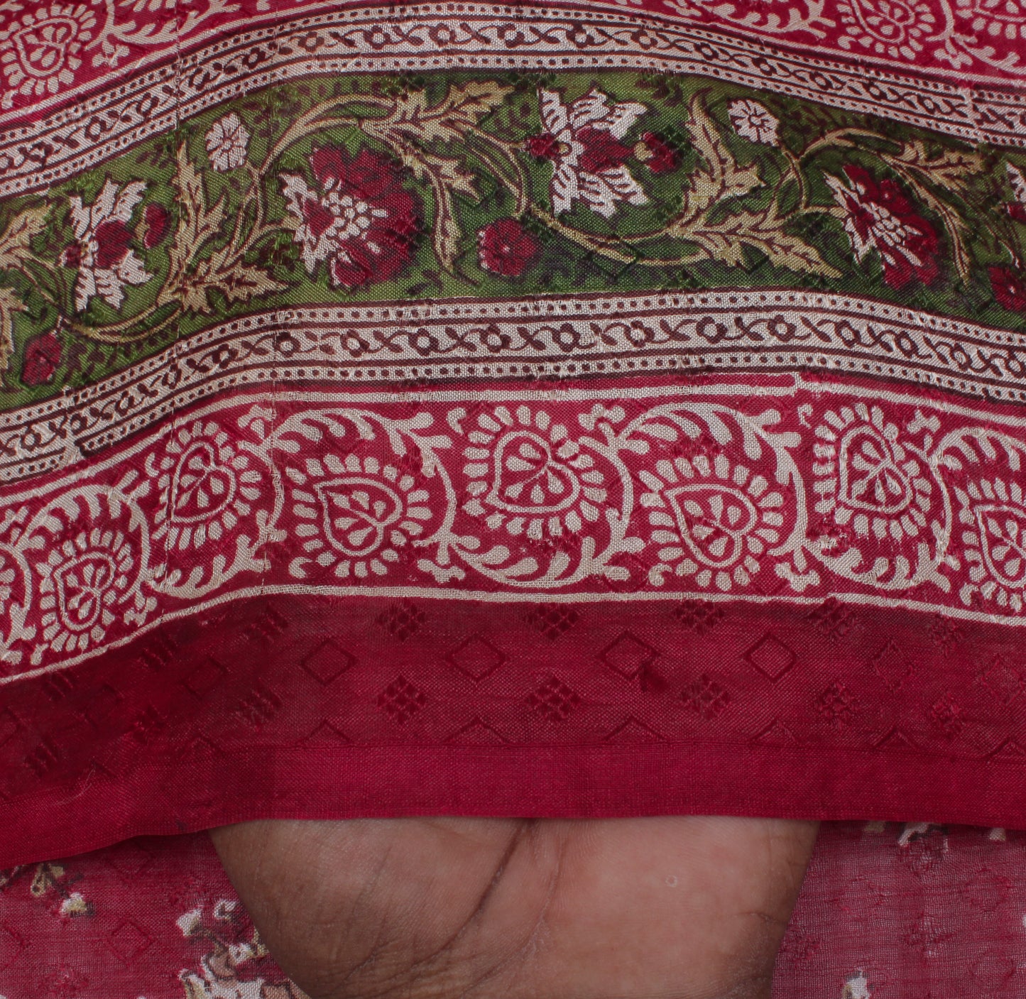 Sushila Vintage Maroon Saree 100% Pure Silk Printed Floral Soft Craft Fabric