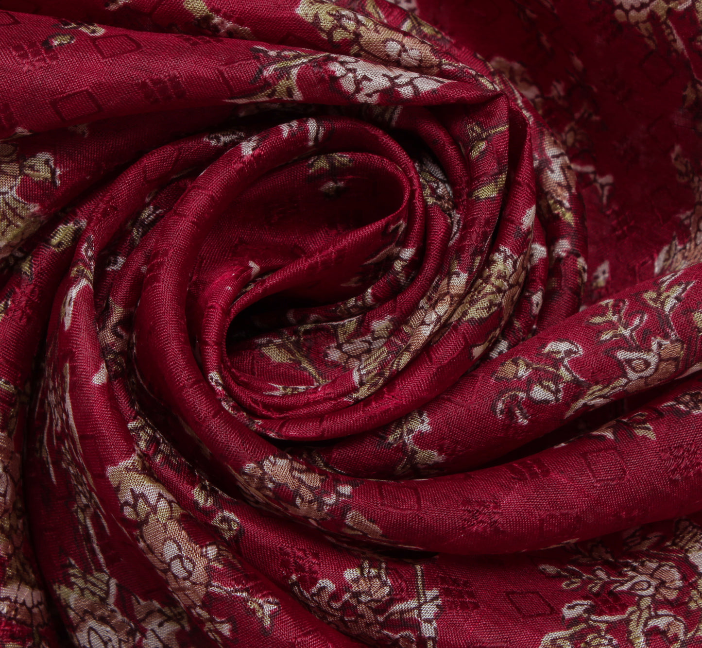 Sushila Vintage Maroon Saree 100% Pure Silk Printed Floral Soft Craft Fabric