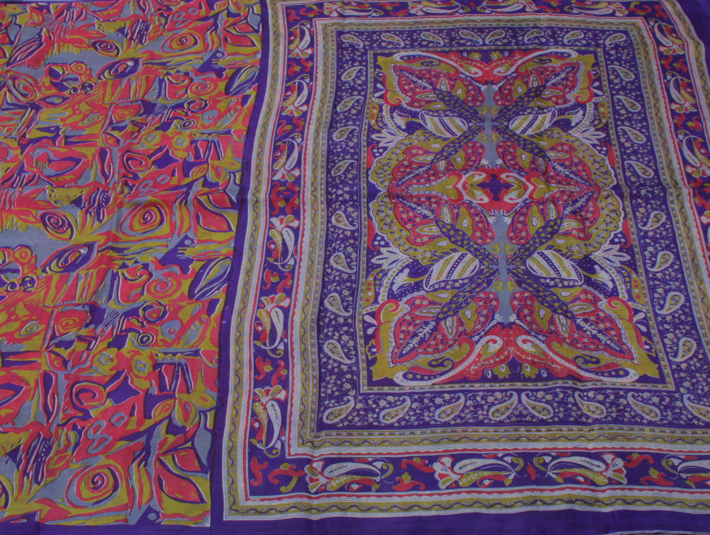 Sushila Vintage Indian Saree 100% Pure Silk Printed Soft Craft 5 Yard Fabric