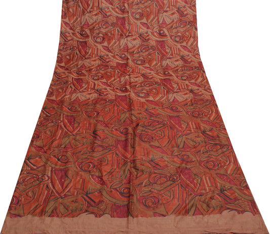 Sushila Vintage Indian Saree 100% Pure Silk Printed Soft Craft 5 Yard Fabric