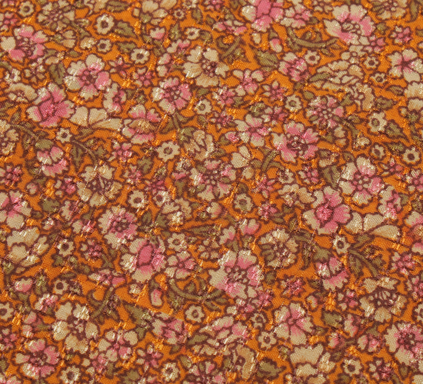 Sushila Vintage Mustard Saree 100% Pure Silk Printed Floral Soft Craft Fabric