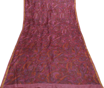 Sushila Vintage Indian Saree 100% Pure Silk Printed Floral Craft 5 Yard Fabric