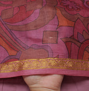 Sushila Vintage Indian Saree 100% Pure Silk Printed Floral Craft 5 Yard Fabric