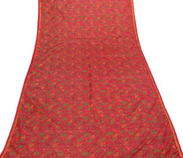 Sushila Vintage Red Saree Blend Silk Printed Floral Soft Craft 5 Yard Fabric