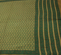 Sushila Vintage Brown Saree 100% Pure Silk Printed Paisley Soft Craft Fabric