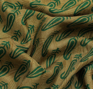 Sushila Vintage Brown Saree 100% Pure Silk Printed Paisley Soft Craft Fabric