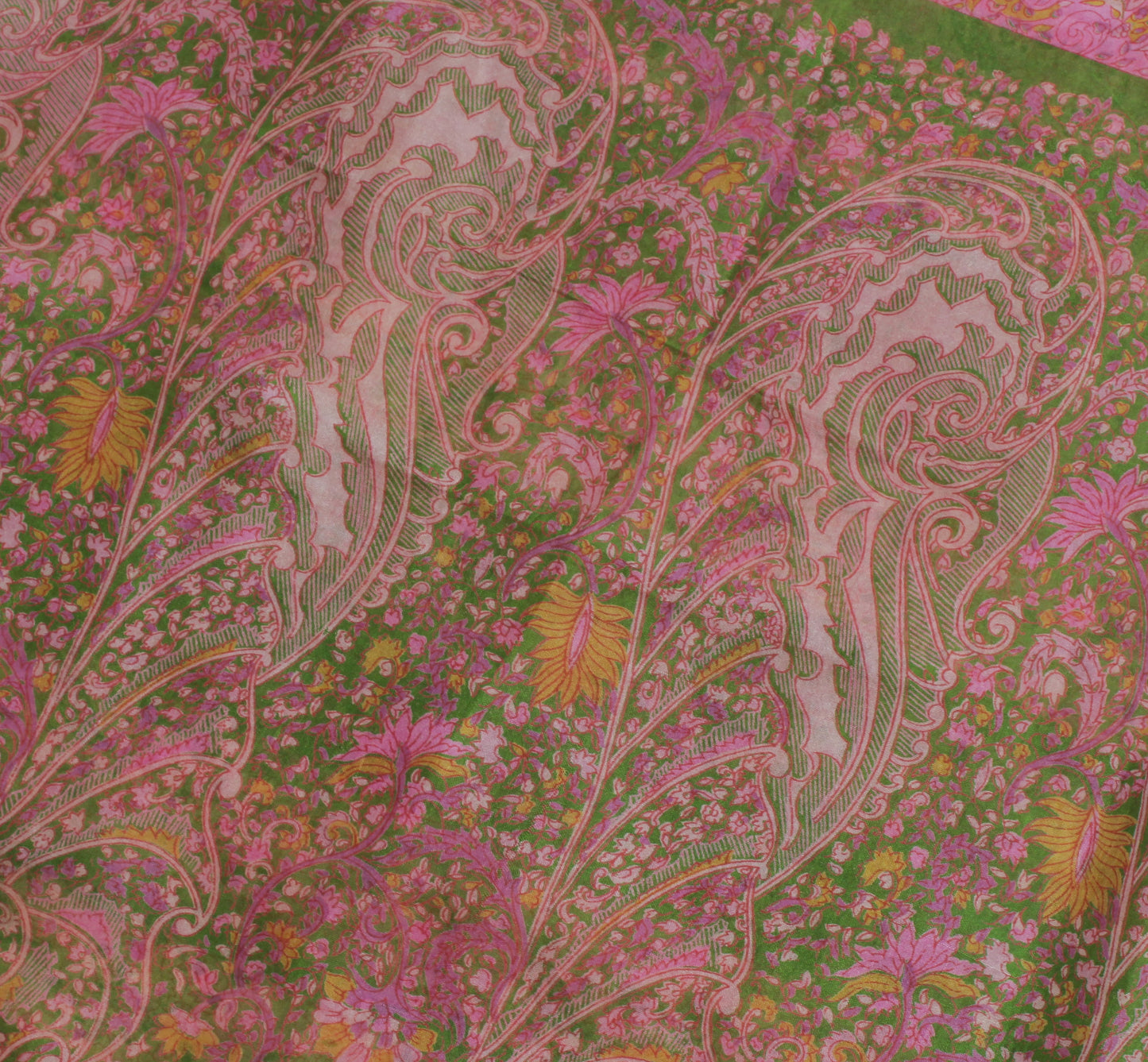 Sushila Vintage Pink Saree 100% Pure Silk Printed Floral Soft Craft 5 YD Fabric