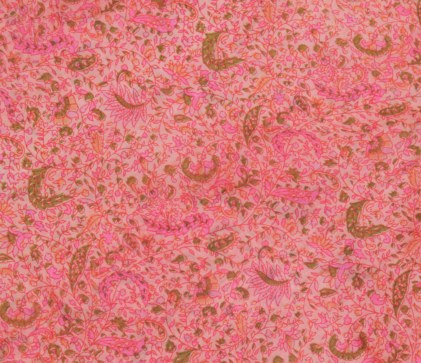 Sushila Vintage Pink Saree 100% Pure Silk Printed Floral Soft Craft 5 YD Fabric