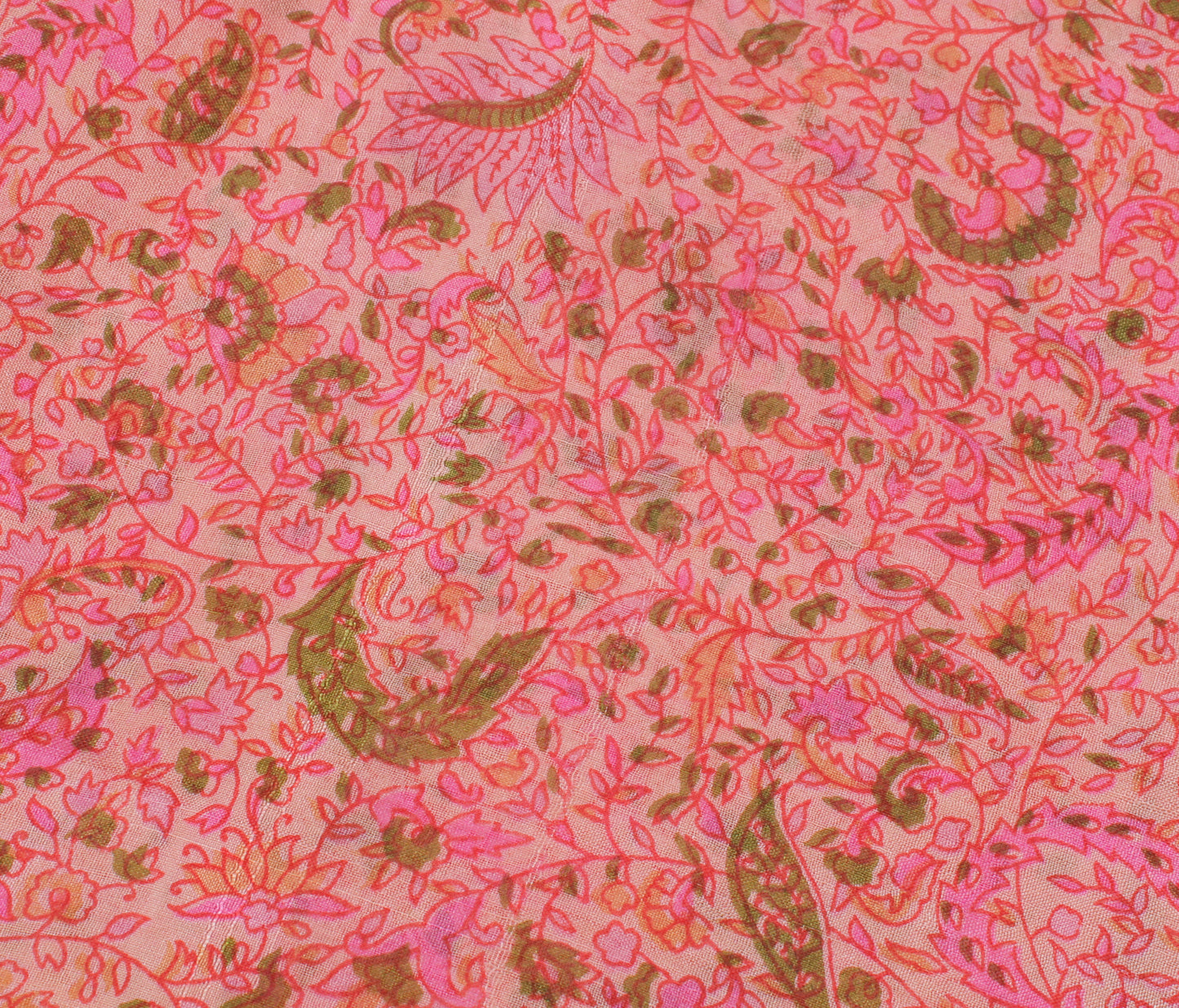 Sushila Vintage Pink Saree 100% Pure Silk Printed Floral Soft Craft 5 YD Fabric