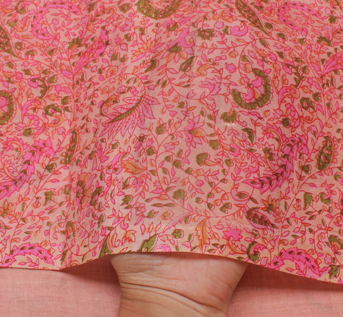 Sushila Vintage Pink Saree 100% Pure Silk Printed Floral Soft Craft 5 YD Fabric