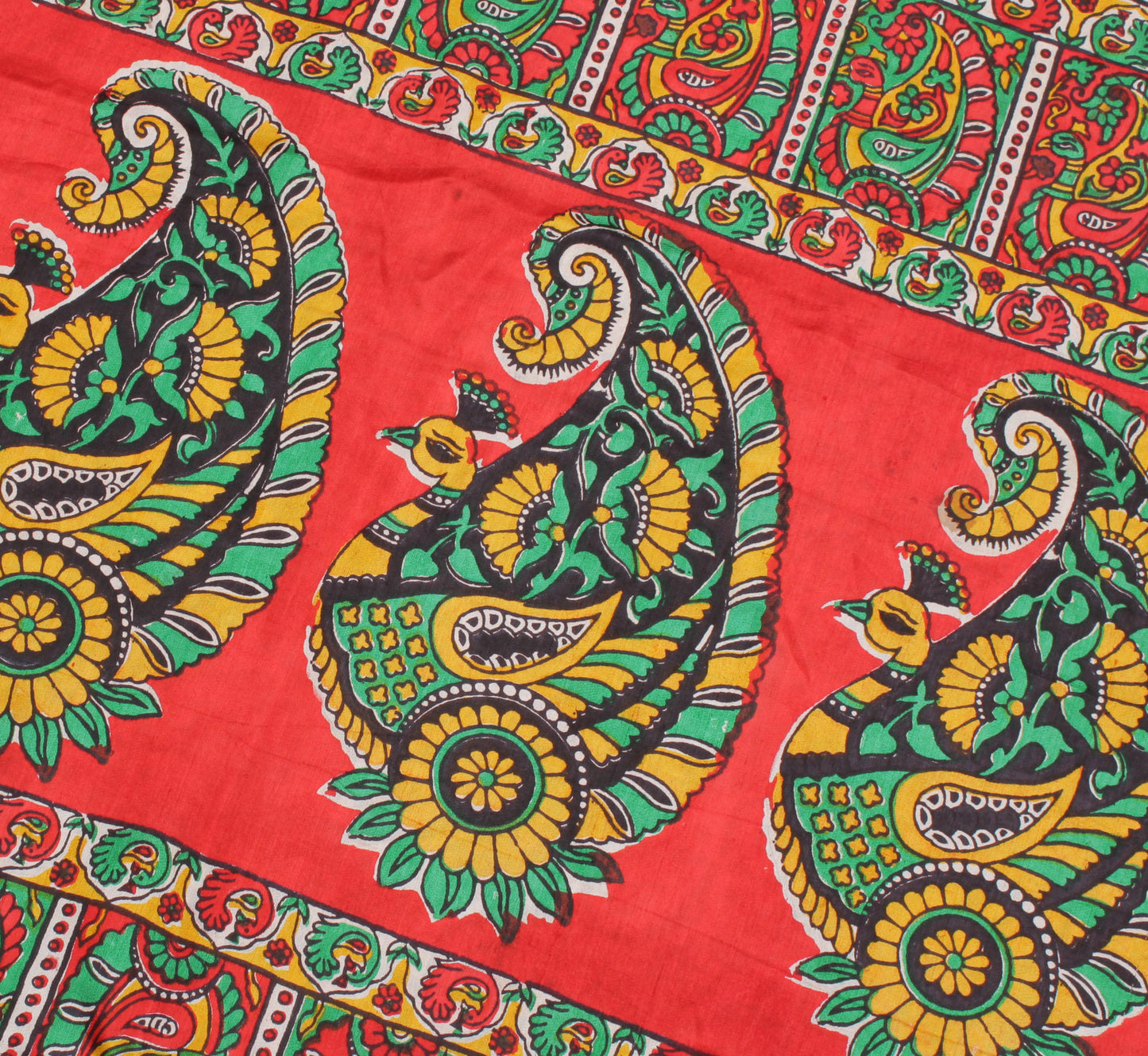 Sushila Vintage Indian Saree 100% Pure Silk Printed Floral Soft Craft Fabric