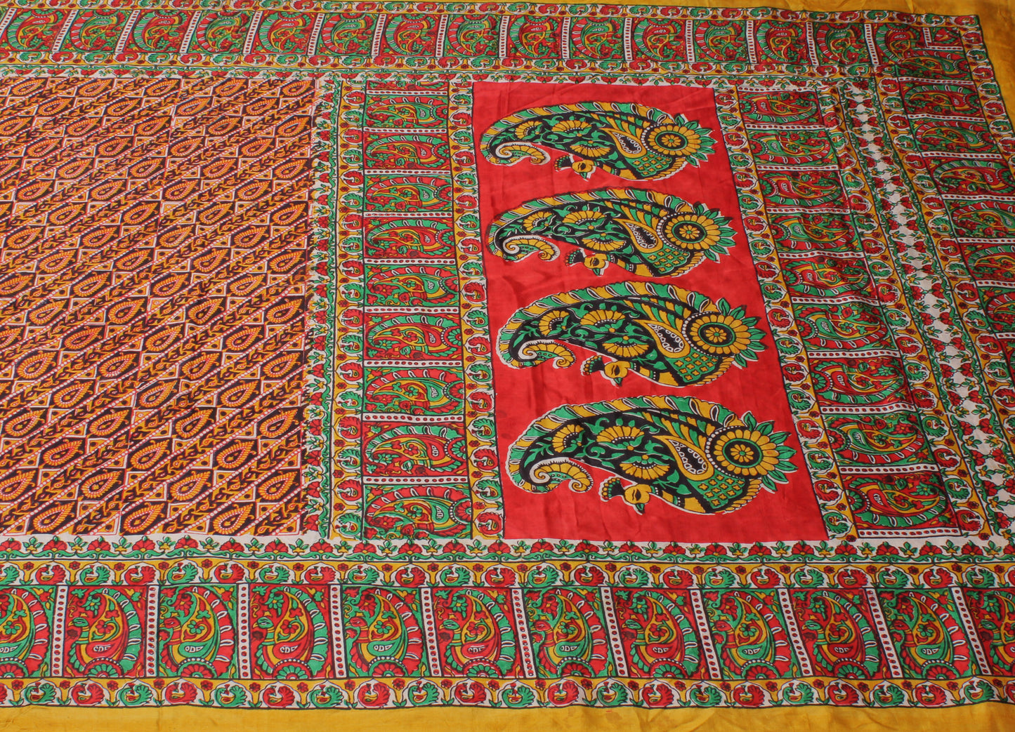 Sushila Vintage Indian Saree 100% Pure Silk Printed Floral Soft Craft Fabric