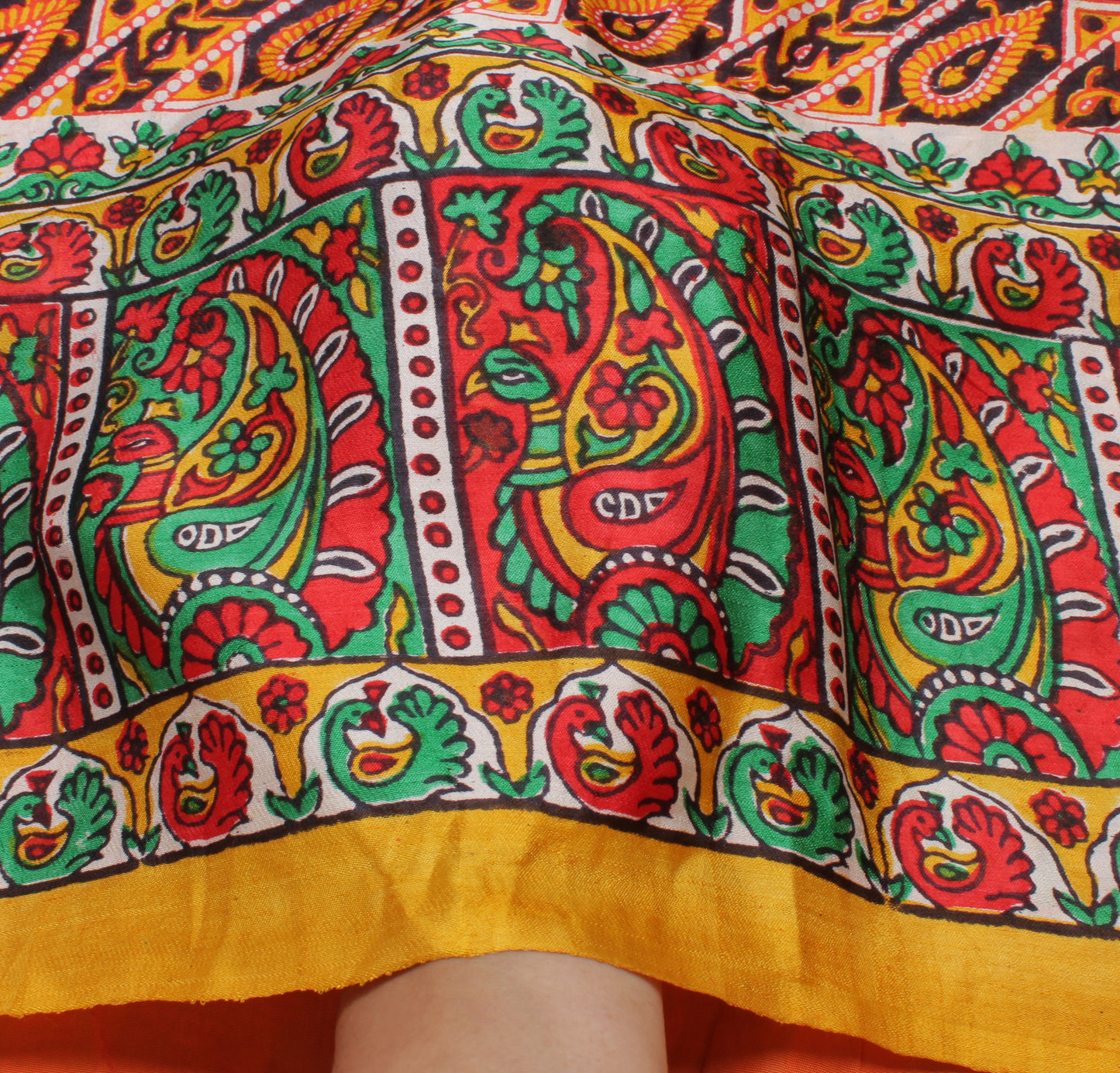 Sushila Vintage Indian Saree 100% Pure Silk Printed Floral Soft Craft Fabric
