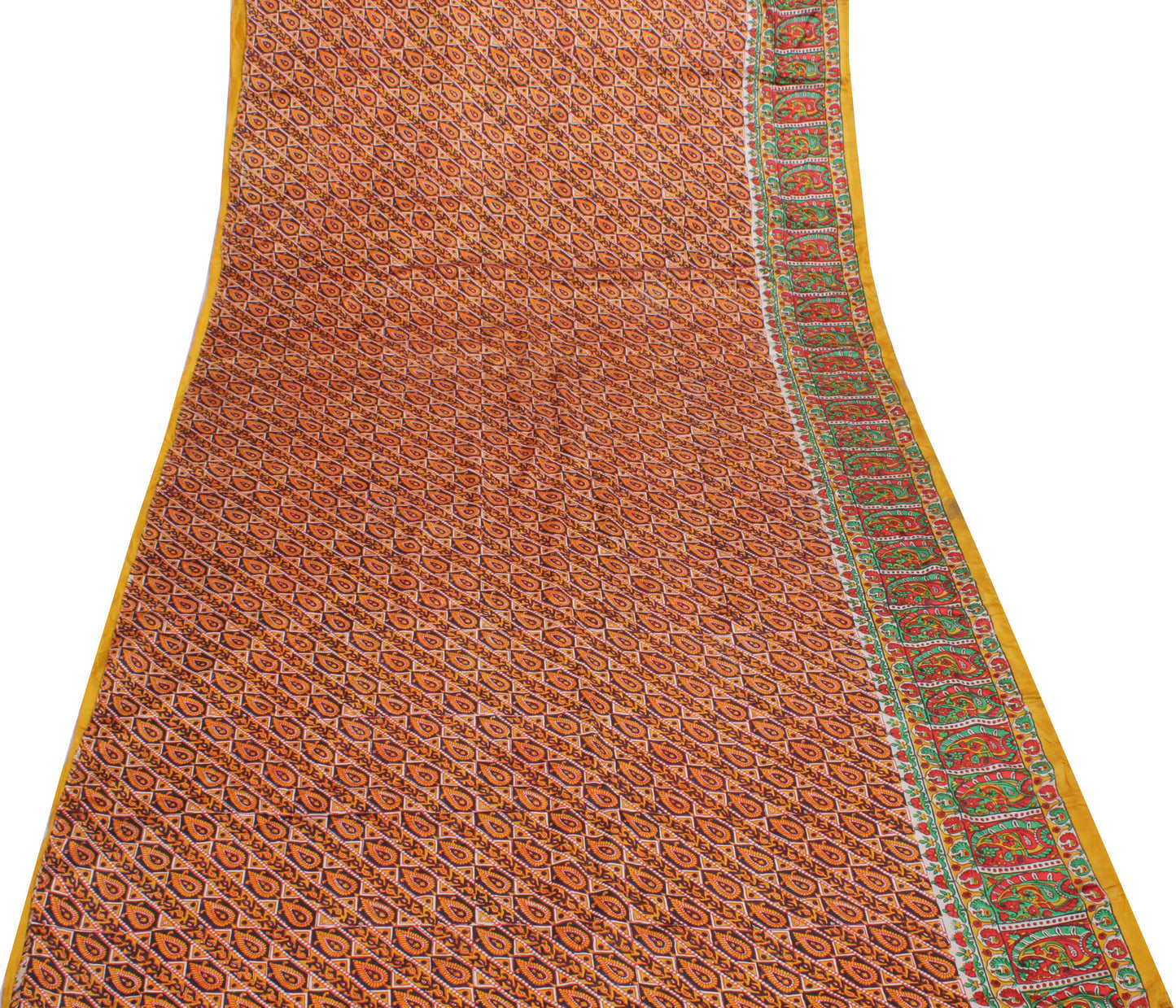 Sushila Vintage Indian Saree 100% Pure Silk Printed Floral Soft Craft Fabric
