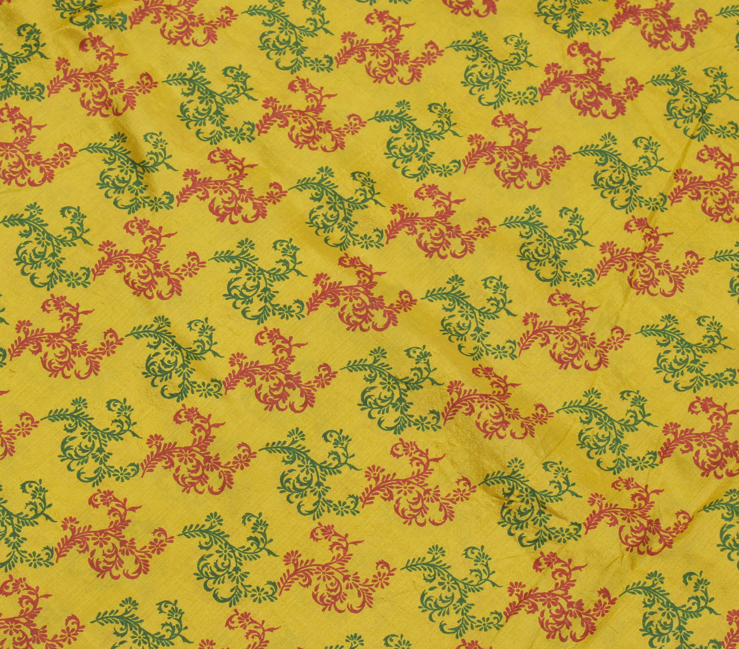 Sushila Vintage Green Saree 100% Pure Silk Printed Floral Soft Craft 5 YD Fabric