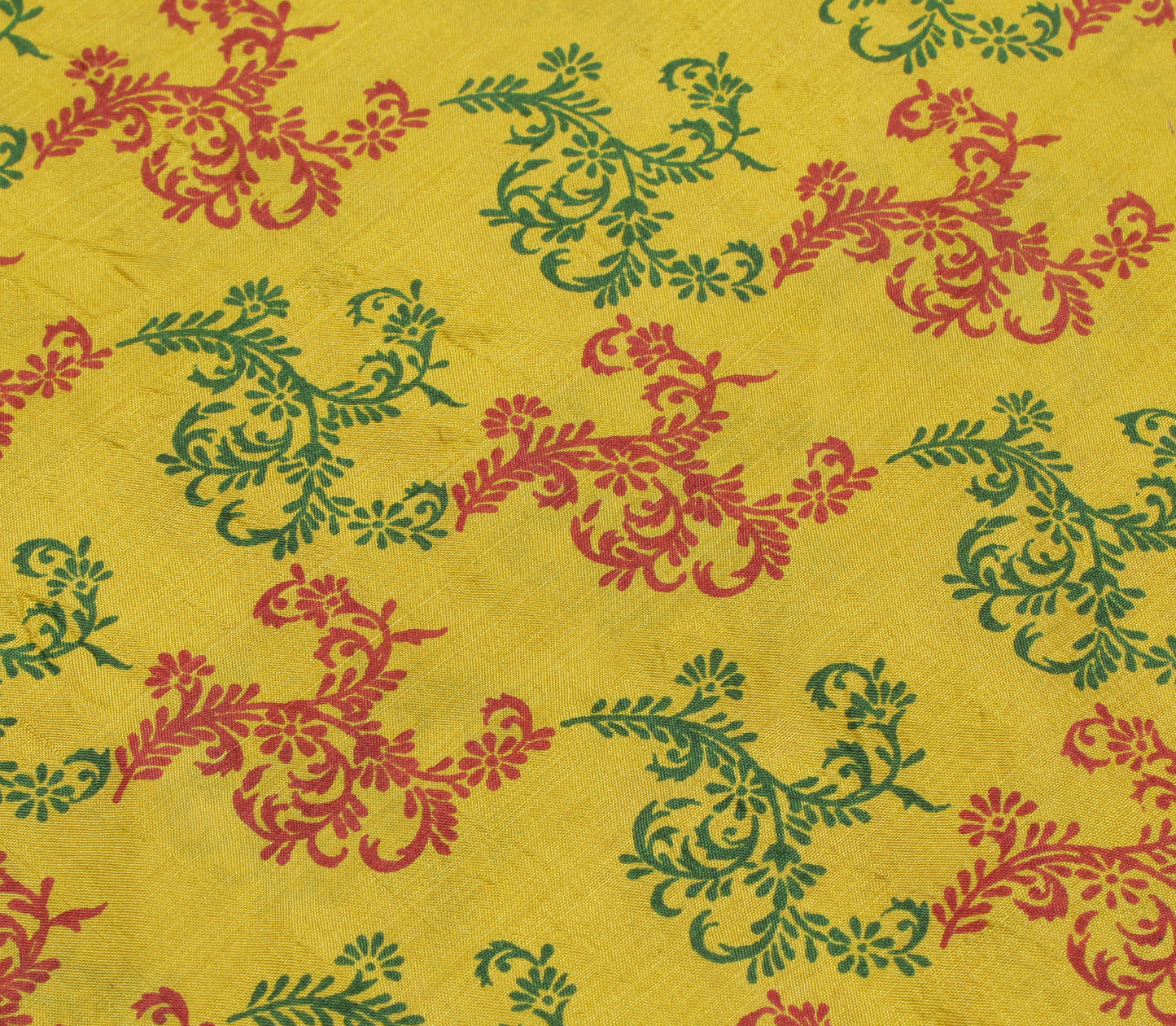 Sushila Vintage Green Saree 100% Pure Silk Printed Floral Soft Craft 5 YD Fabric