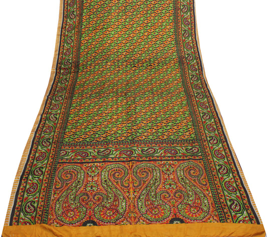 Sushila Vintage Multi-Color Sari Pure Silk Printed Floral Soft Craft 5 YD Fabric