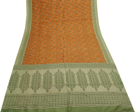 Sushila Vintage Mustard Branded Saree Pure Silk Printed Floral Soft Craft Fabric