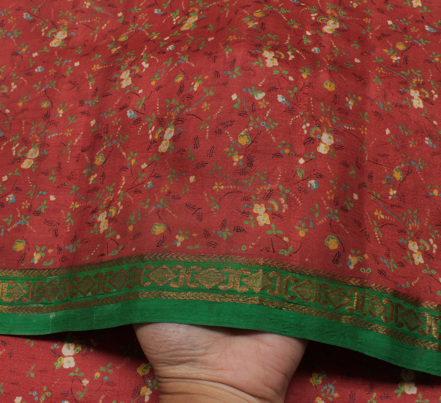 Sushila Vintage Indian Saree 100% Pure Silk Printed Floral Soft Craft Fabric