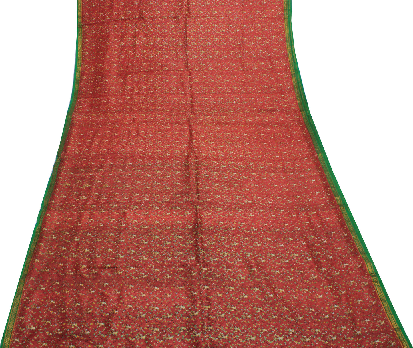 Sushila Vintage Indian Saree 100% Pure Silk Printed Floral Soft Craft Fabric