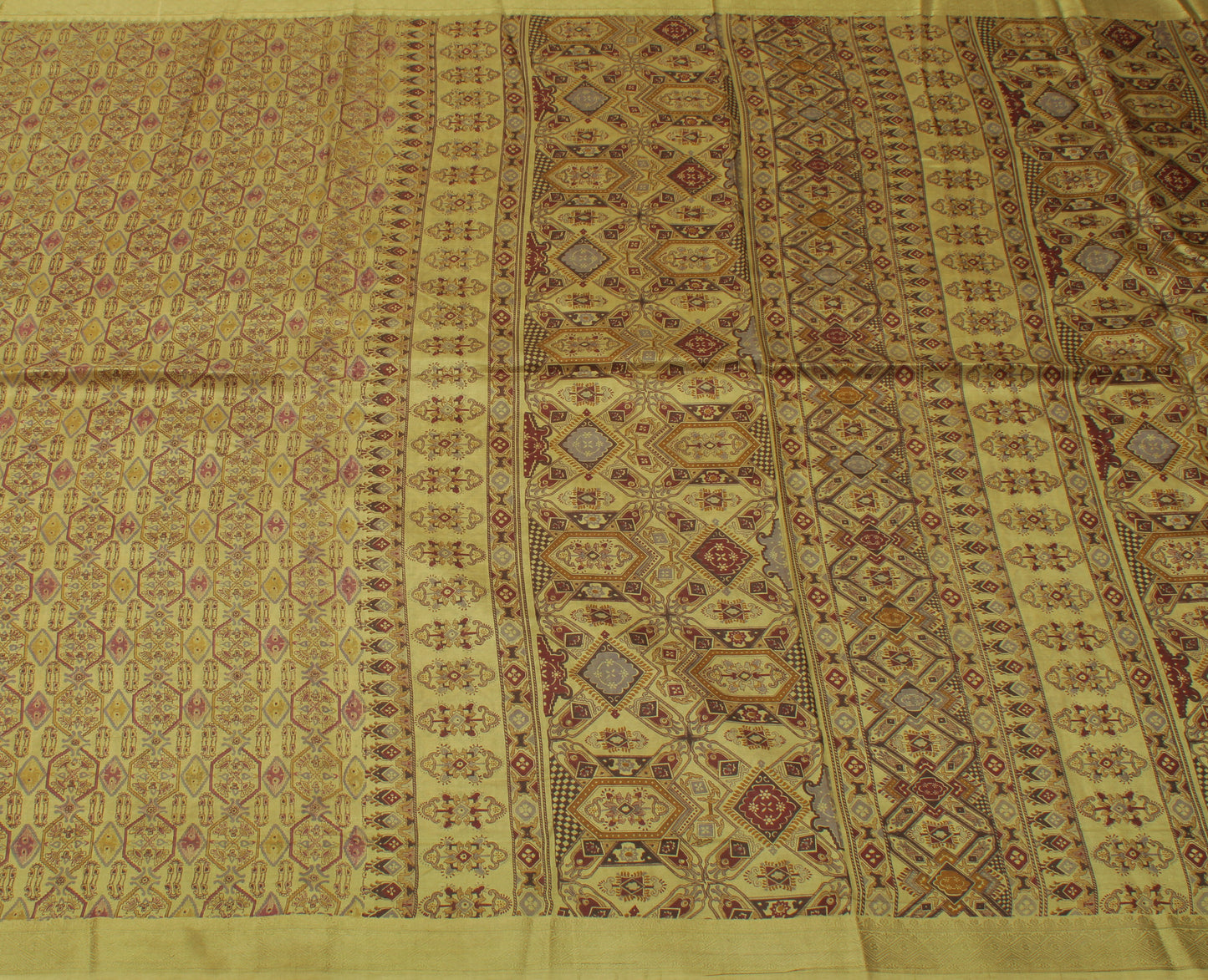 Sushila Vintage Green Saree 100% Pure Silk Printed Floral Soft Craft Fabric