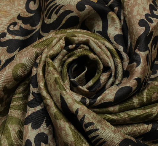 Sushila Vintage Light Green Saree Pure Silk Printed Floral Soft Craft Fabric