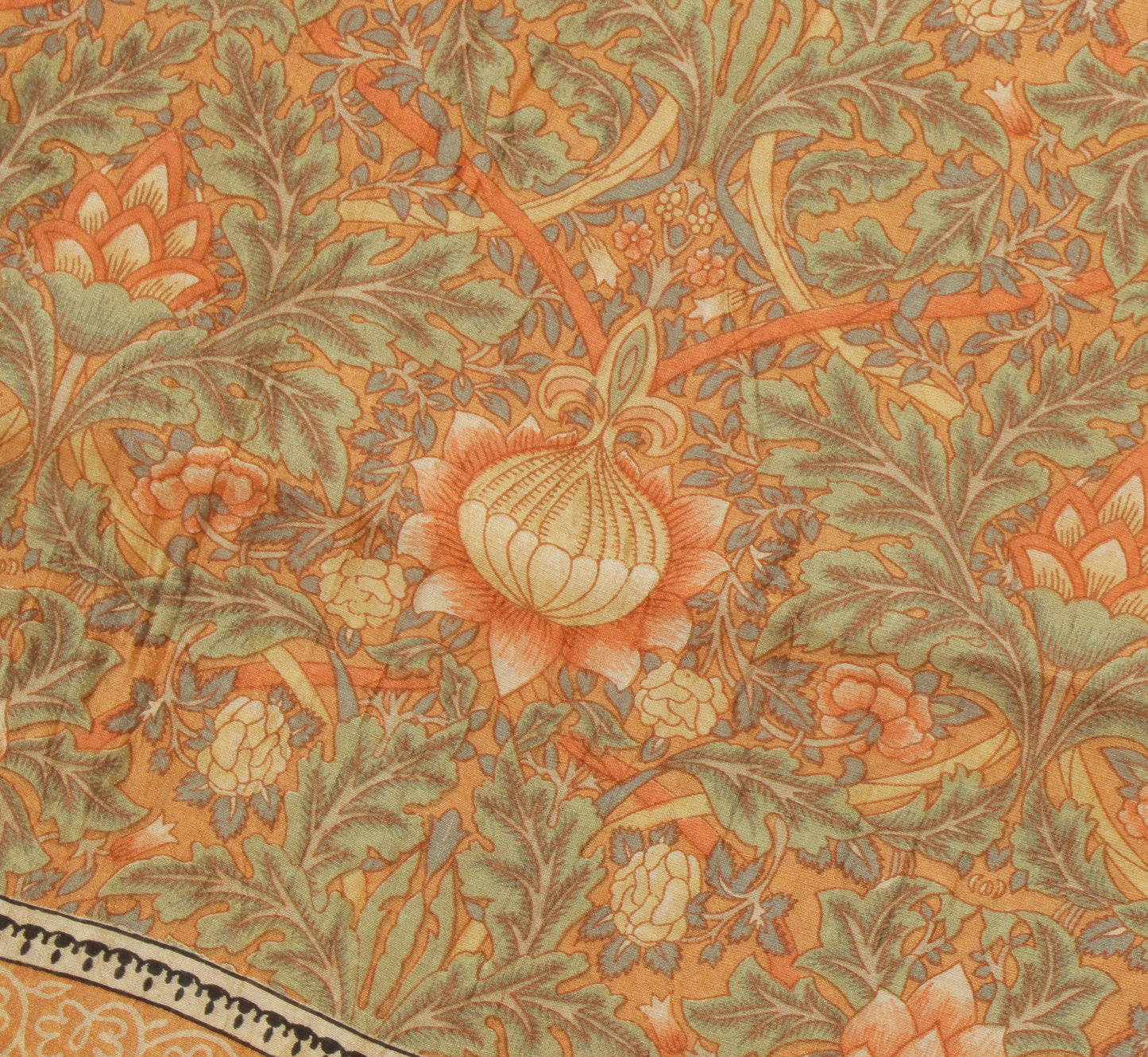 Sushila Vintage Indian Saree 100% Pure Silk Printed Soft Craft 5 Yard Fabric