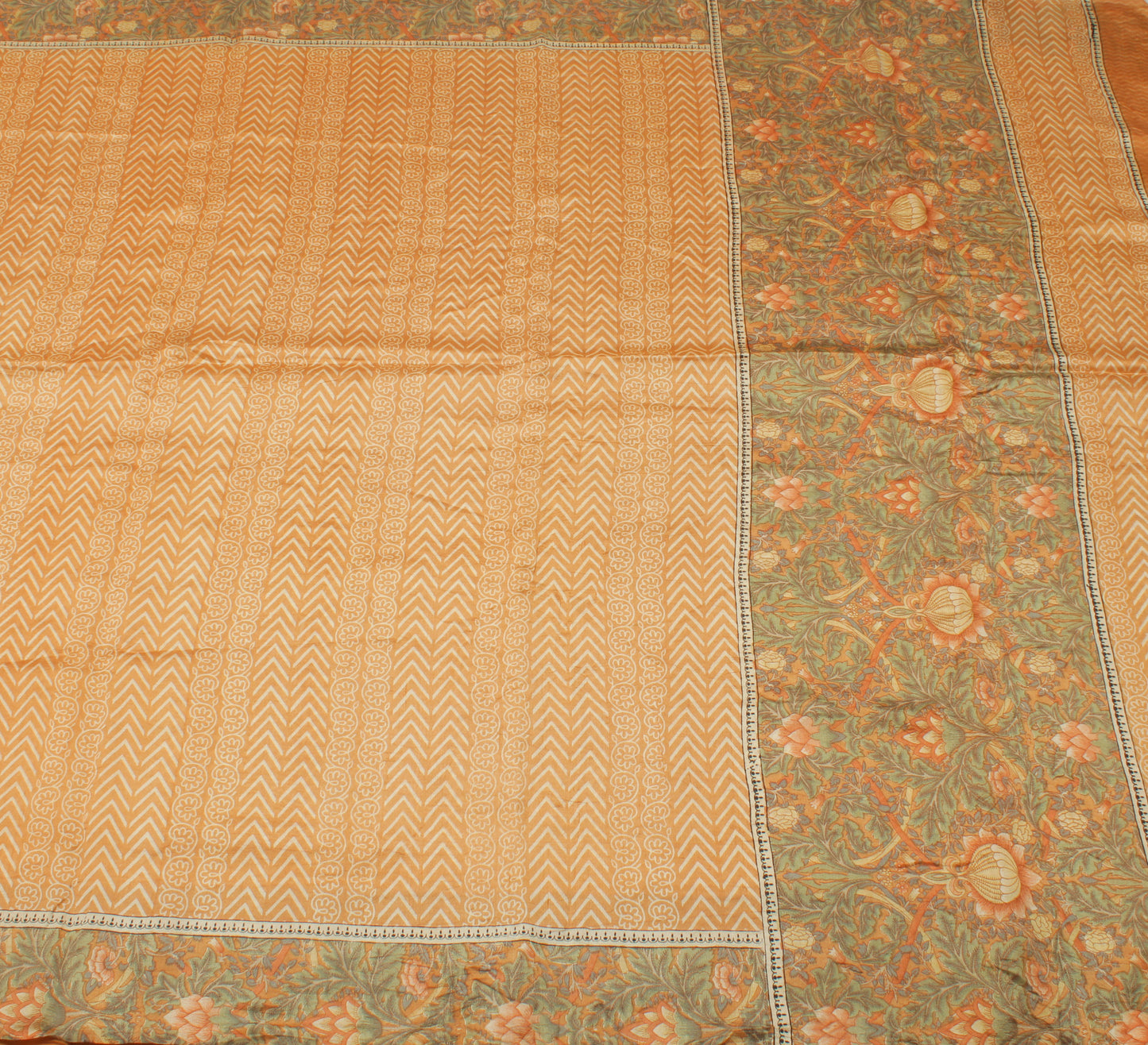 Sushila Vintage Indian Saree 100% Pure Silk Printed Soft Craft 5 Yard Fabric