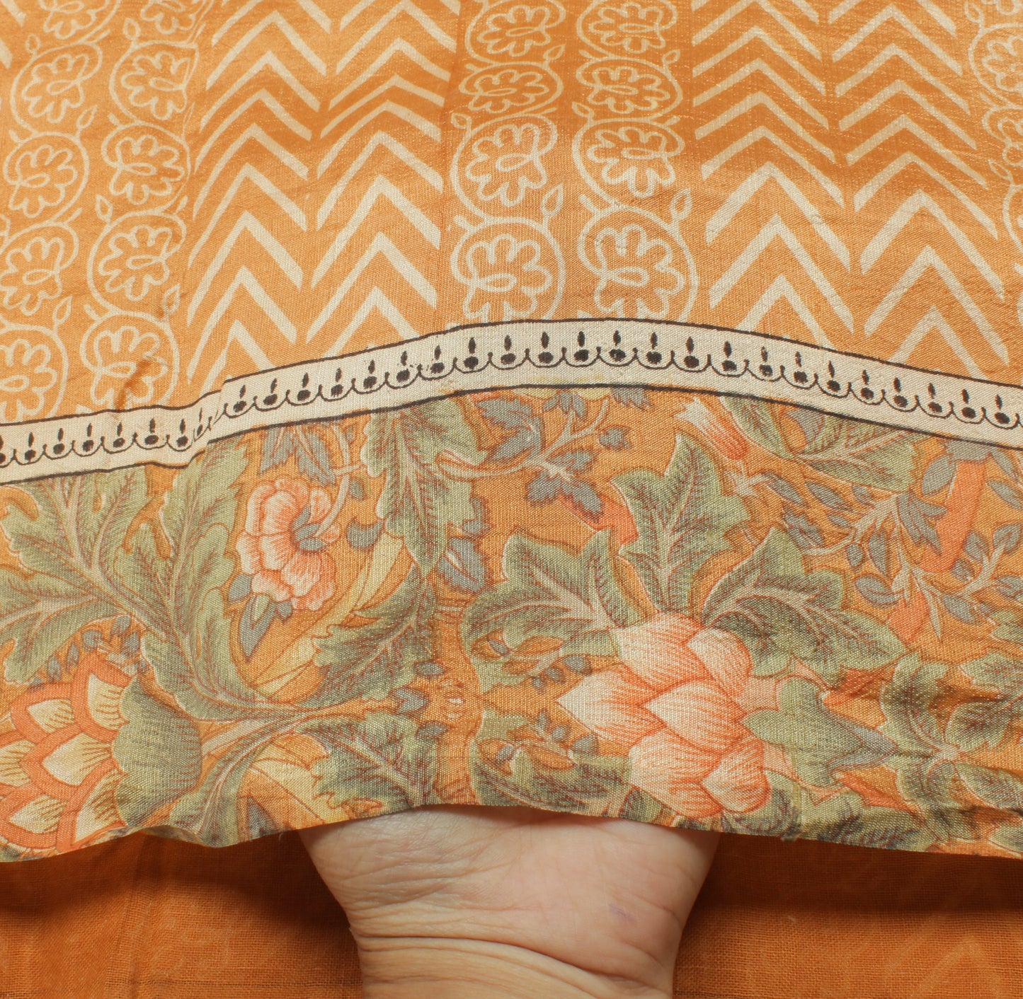 Sushila Vintage Indian Saree 100% Pure Silk Printed Soft Craft 5 Yard Fabric