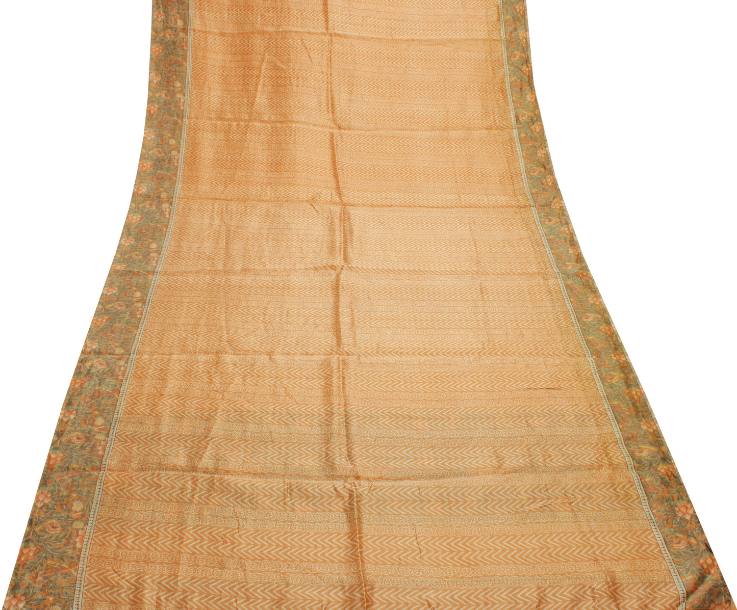 Sushila Vintage Indian Saree 100% Pure Silk Printed Soft Craft 5 Yard Fabric