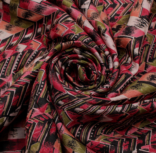Sushila Vintage Multi-Color Saree Pure Silk Printed Soft Craft 5 Yard Fabric