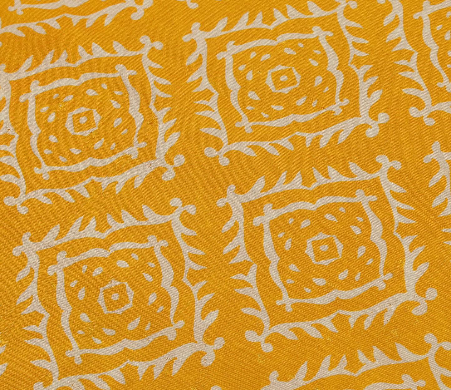 Sushila Vintage Yellow Saree 100% Pure Silk Printed Soft Craft 5 Yard Fabric