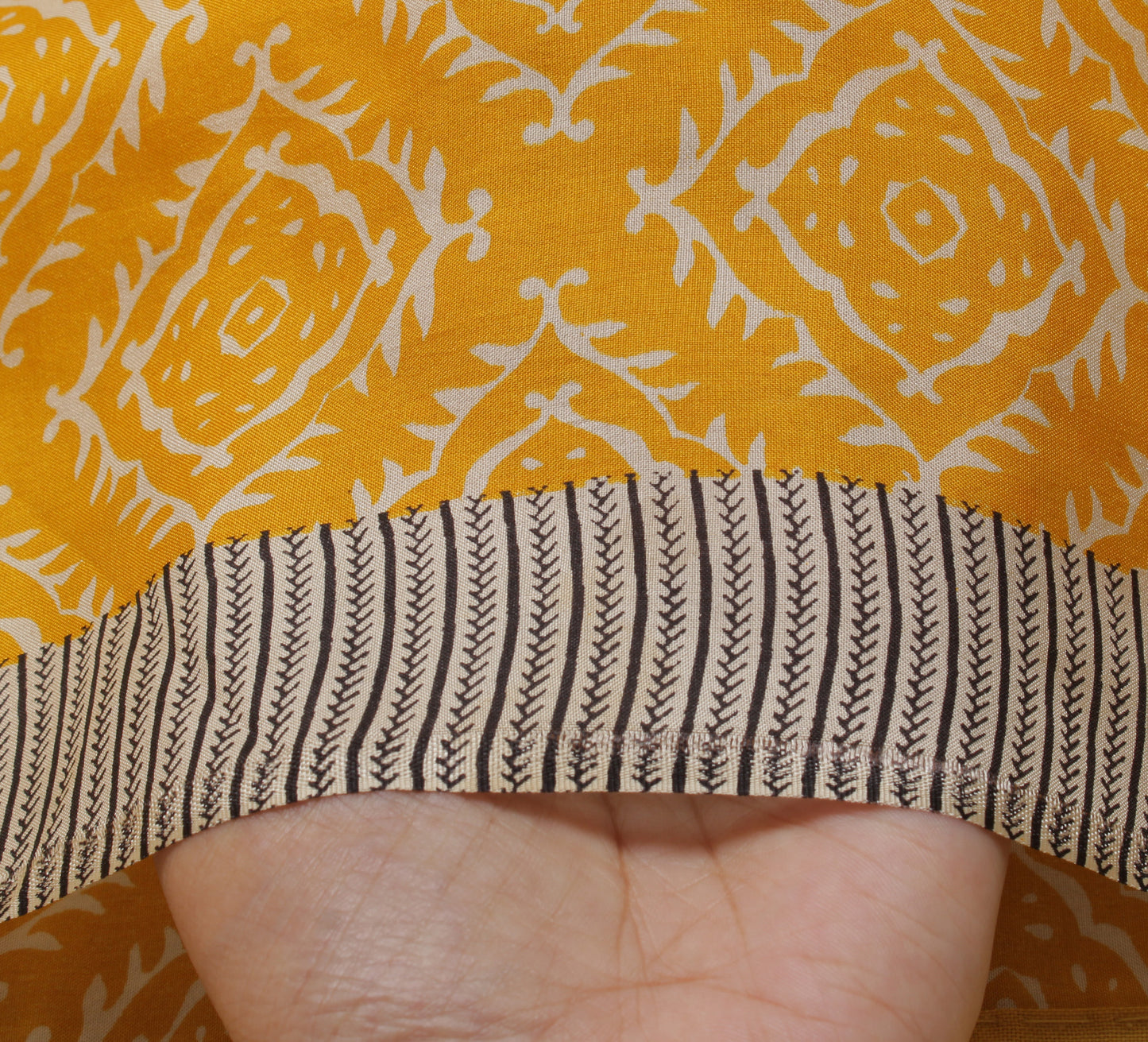 Sushila Vintage Yellow Saree 100% Pure Silk Printed Soft Craft 5 Yard Fabric
