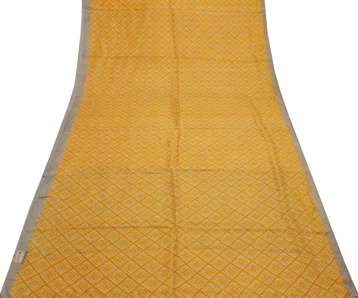 Sushila Vintage Yellow Saree 100% Pure Silk Printed Soft Craft 5 Yard Fabric