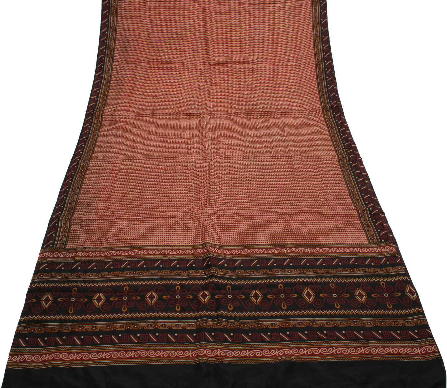 Sushila Vintage Indian Saree 100% Pure Silk Printed Soft Craft 5 Yard Fabric