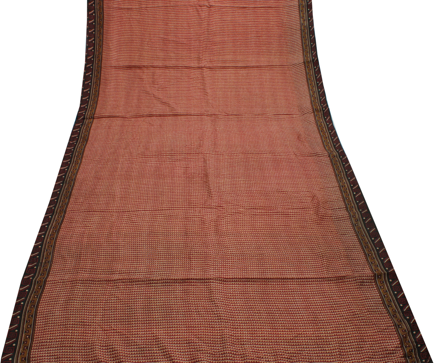 Sushila Vintage Indian Saree 100% Pure Silk Printed Soft Craft 5 Yard Fabric