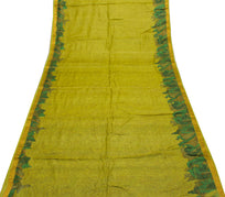 Sushila Vintage Green Saree 100% Pure Silk Printed Floral Craft 5 YD Fabric