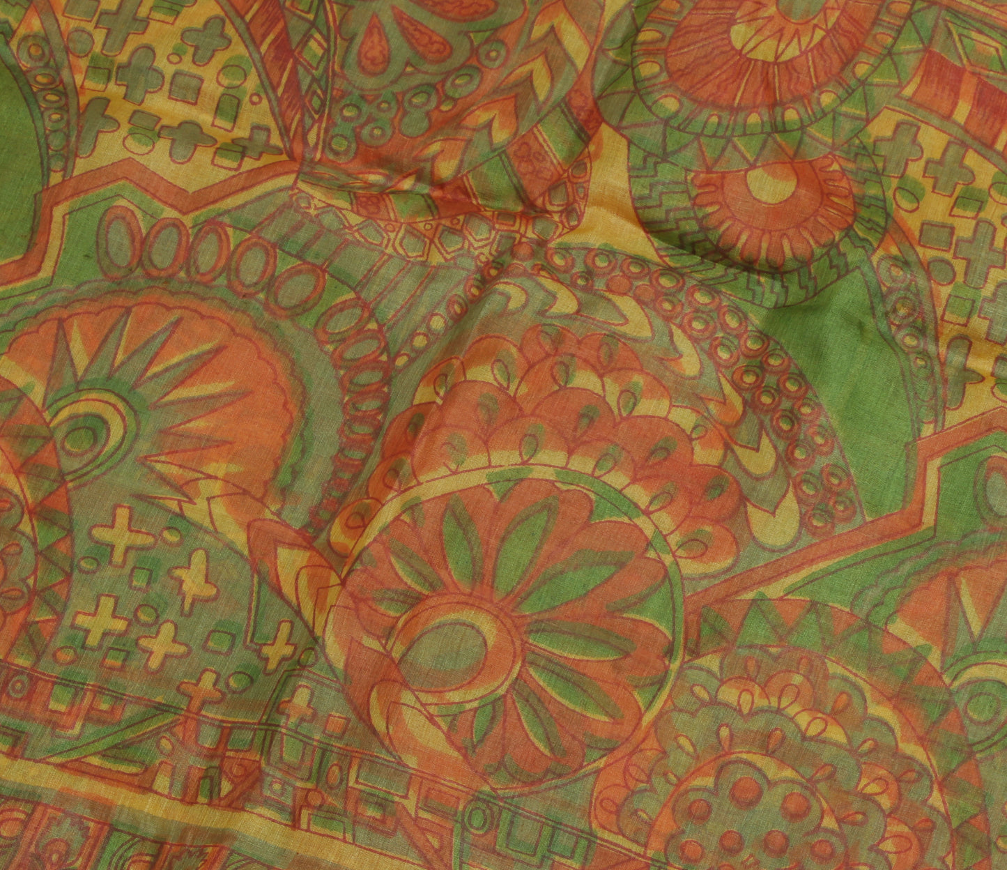 Sushila Vintage Indian Saree 100% Pure Silk Printed Floral Soft Craft Fabric