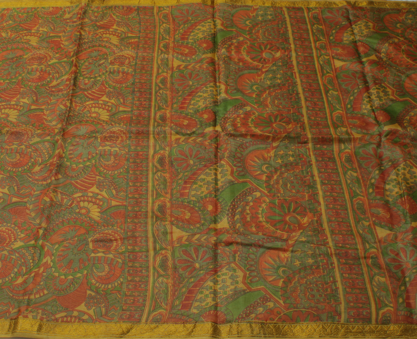 Sushila Vintage Indian Saree 100% Pure Silk Printed Floral Soft Craft Fabric