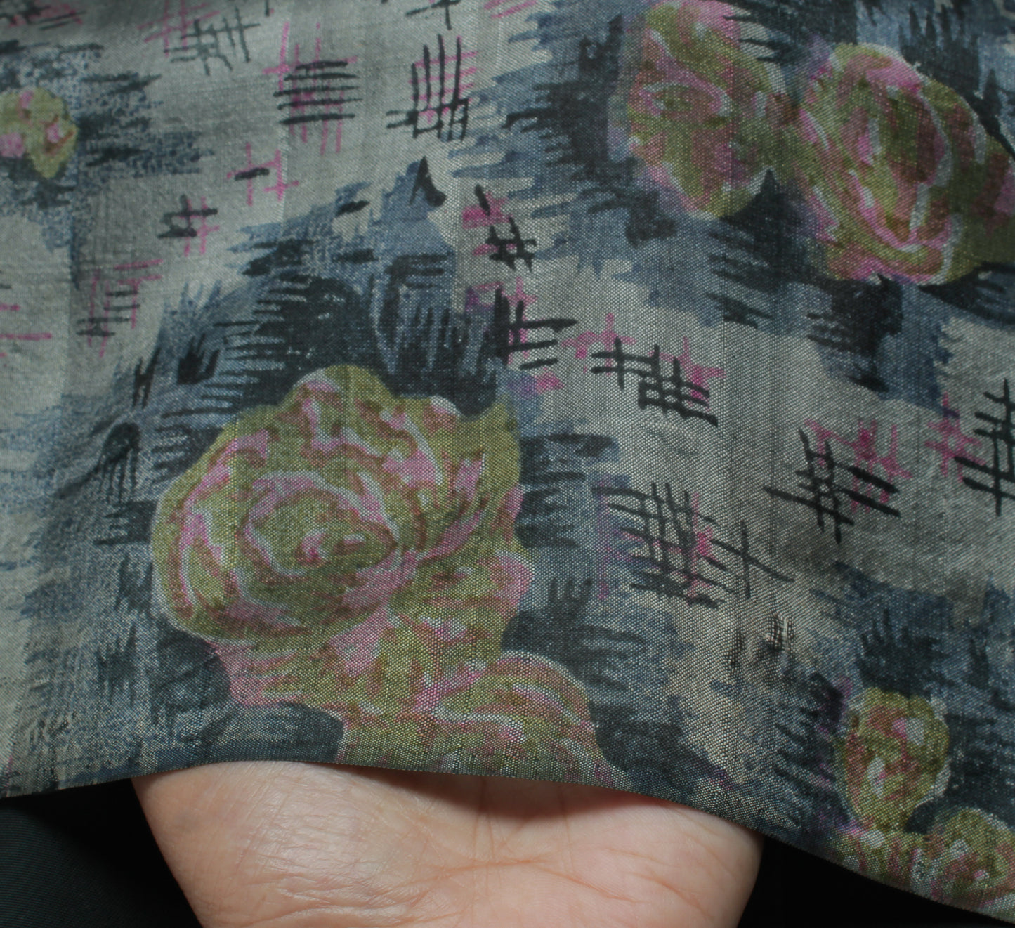 Sushila Vintage Gray Saree 100% Pure Silk Printed Floral Soft Craft Fabric