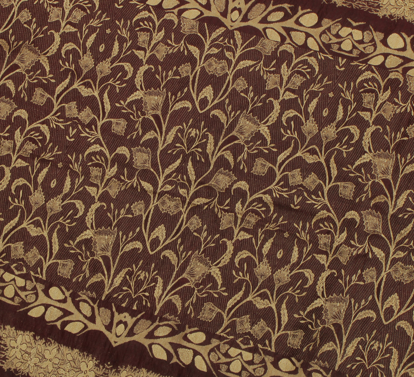 Sushila Vintage Light Brown Saree Pure Silk Printed Floral Soft Craft Fabric