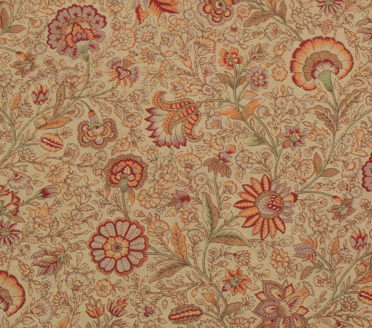 Sushila Vintage Light Brown Saree Pure Silk Printed Floral Soft Craft Fabric