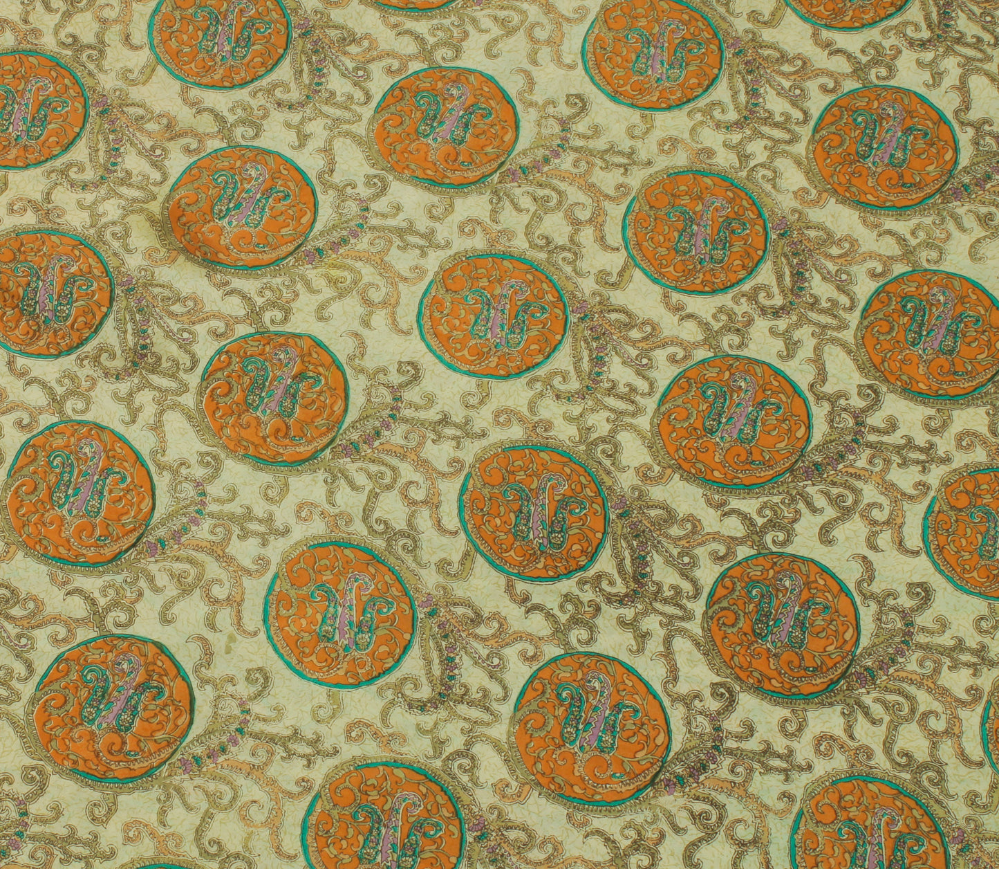 Sushila Vintage Cream Saree 100% Pure Silk Printed Paisley Soft Craft Fabric